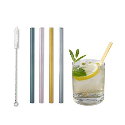 BarBaydos drinking straws glass 50 pieces Ø8x150mm colored