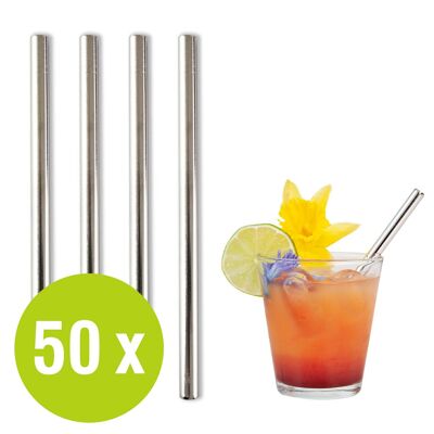 BarBaydos drinking straws stainless steel 50 pieces Ø8x150mm silver straight