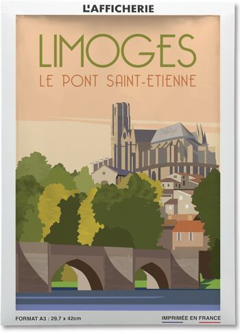 Affiche illustration de la ville de Limoges : Le Pont Saint-Etienne 2