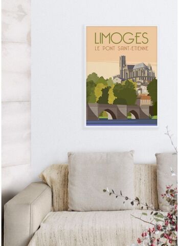 Affiche illustration de la ville de Limoges : Le Pont Saint-Etienne 4