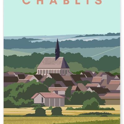 Illustrationsplakat der Stadt Chablis