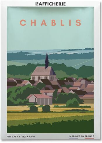 Affiche illustration de la ville de Chablis 2