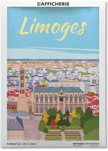 Affiche illustration de la ville de Limoges : Vue du ciel 2