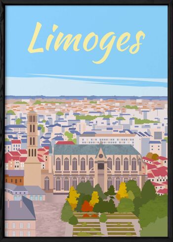 Affiche illustration de la ville de Limoges : Vue du ciel 3