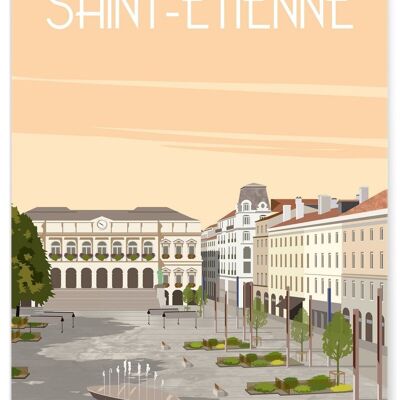 Affiche illustration de la ville de Saint-Étienne - 2