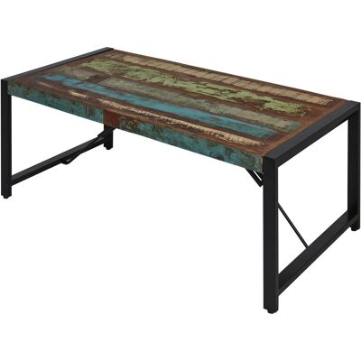 Table basse 51904NY Marron - plateau Bois recyclé pieds Metal Noir 120 x 60