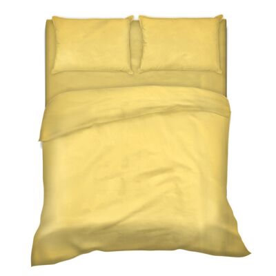 Completo letto lenzuola tinta unita 100% cotone made in Italy 6 misure parure Giallo - 1 Piazza maxi