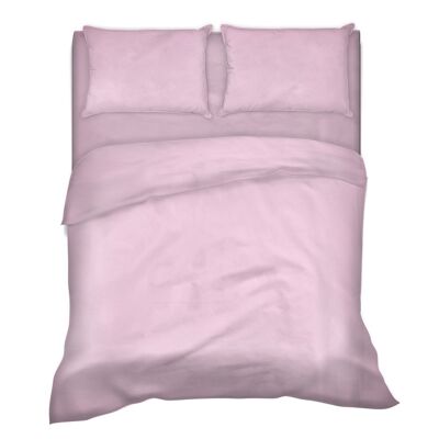 Completo letto lenzuola tinta unita 100% cotone made in Italy 6 misure parure Rosa - 1 Piazza e mezza francese