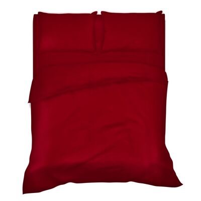 Completo letto lenzuola tinta unita 100% cotone made in Italy 6 misure parure Bordeaux - 2 Piazze maxi