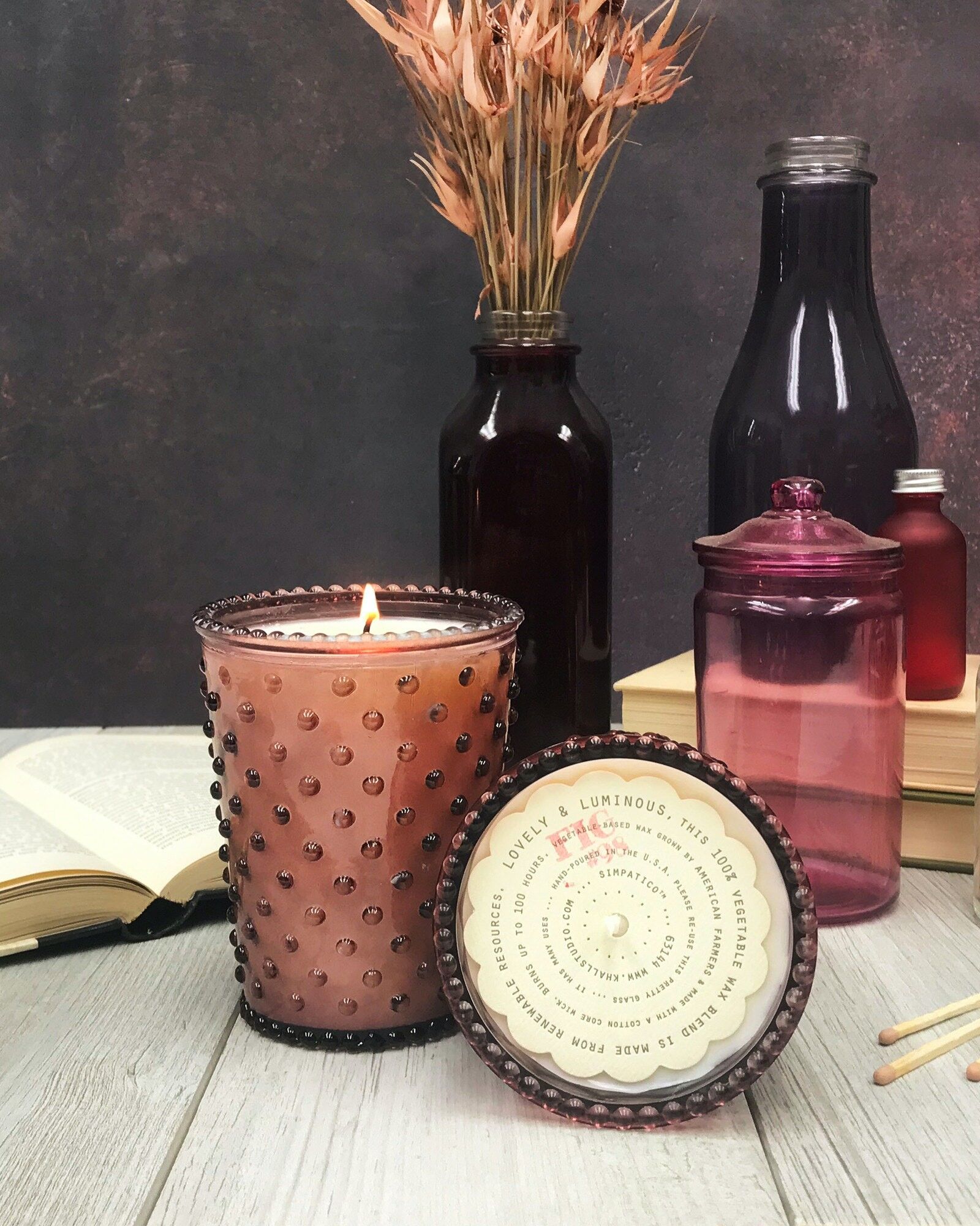Simpatico Hobnail Glass Candle - #98 Fig