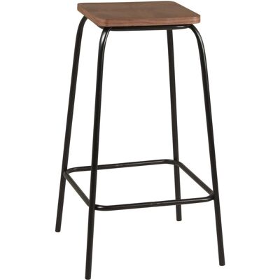 Lot de 2 - Tabouret de bar 42709NO Noir - assise Bois pieds Metal Noir