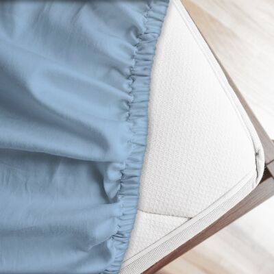 Lenzuolo letto sotto con angoli 100% puro cotone Made in Italy tinta unita Azzurro - 1 Piazza maxi