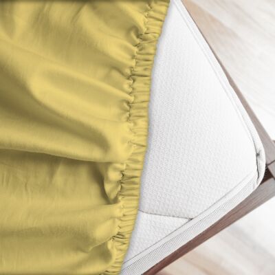 Lenzuolo letto sotto con angoli 100% puro cotone Made in Italy tinta unita Giallo - 1 Piazza maxi