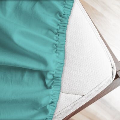 Lenzuolo letto sotto con angoli 100% puro cotone Made in Italy tinta unita Verde acqua - 1 Piazza maxi