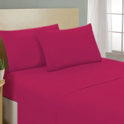 Lenzuolo letto sotto con angoli 100% puro cotone Made in Italy tinta unita Ciclamino - 1 Piazza e mezza francese