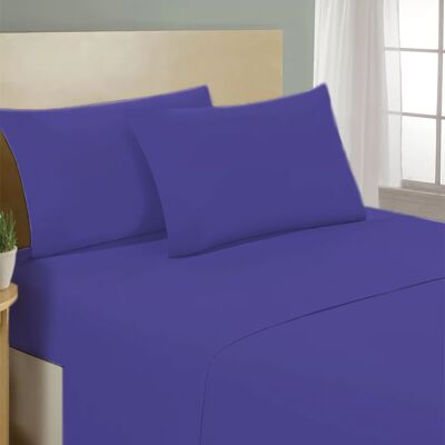 Lenzuolo letto sotto con angoli 100% puro cotone Made in Italy tinta unita Prugna - 1 Piazza e mezza francese