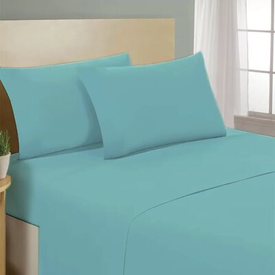 Lenzuolo letto sotto con angoli 100% puro cotone Made in Italy tinta unita Verde acqua - 1 Piazza e mezza francese