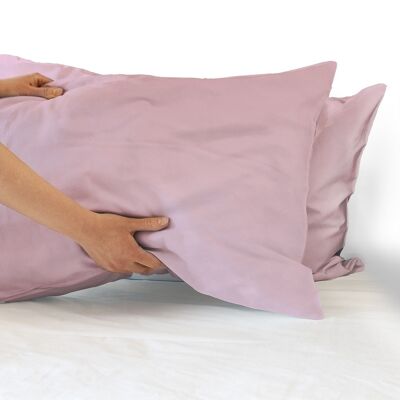 Coppia federe per Cuscino guanciale Letto 100% Cotone Made in Italy con patella interna Rosa - 52x80 cm