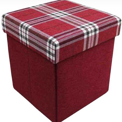 Pouf portaoggetti contenitore pieghevole poggiapiedi tavolino sgabello dustin Bordeaux - 38x38x38 cm.