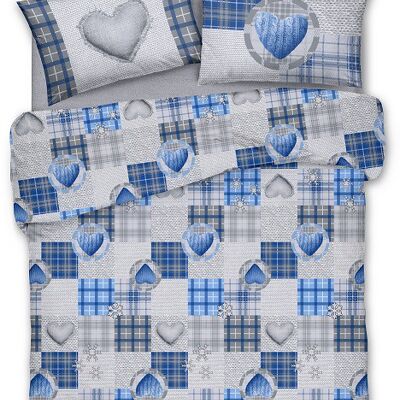 Copripiumino parure sacco e federa love mountain  100% cotone singolo matrimoniale 2 Piazze - Blu