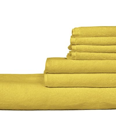 Set 4 pezzi asciugamani, 100% cotone,colori brillanti,alta qualita' Giallo