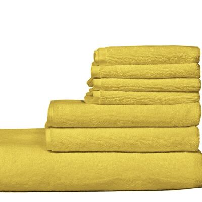 Set 4 pezzi asciugamani, 100% cotone,colori brillanti,alta qualita' Giallo