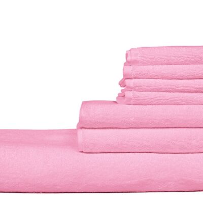 Set 4 pezzi asciugamani, 100% cotone,colori brillanti,alta qualita' Rosa