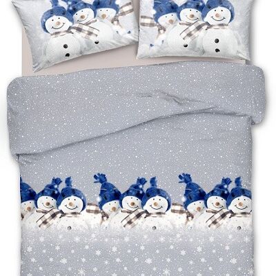 Copripiumino parure sacco e federa shabby 100% cotone snow man ,matrimoniale e singolo  Blu - Matrimoniale