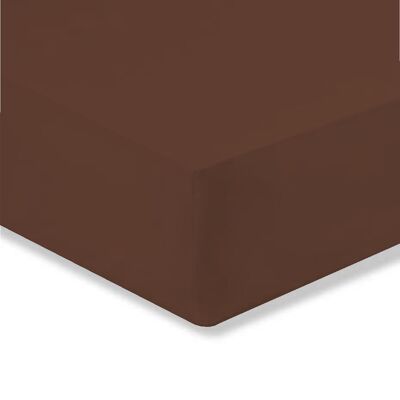 Lenzuolo sopra i ,prodotto in italia realizzato totalmente in cotone colori solidi Cioccolato - Singolo