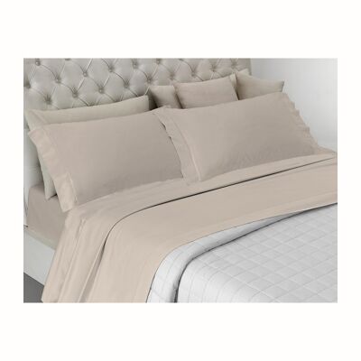 Completo letto , prodotto in italia a tinta unita totalmente in cotone Singolo e Matrimoniale Beige - Singolo