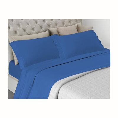 Completo letto , prodotto in italia a tinta unita totalmente in cotone Singolo e Matrimoniale Bluette - Singolo
