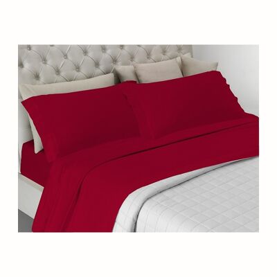 Completo letto , prodotto in italia a tinta unita totalmente in cotone Singolo e Matrimoniale Rosso - Singolo