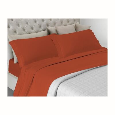 Completo letto , prodotto in italia a tinta unita totalmente in cotone Singolo e Matrimoniale Arancio - Matrimoniale