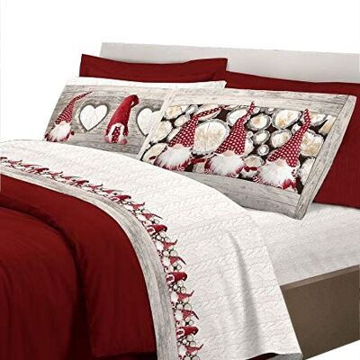 Completo Letto in Cotone Di Flanella Calda Morbida Anti Pilling Rosso - Matrimoniale