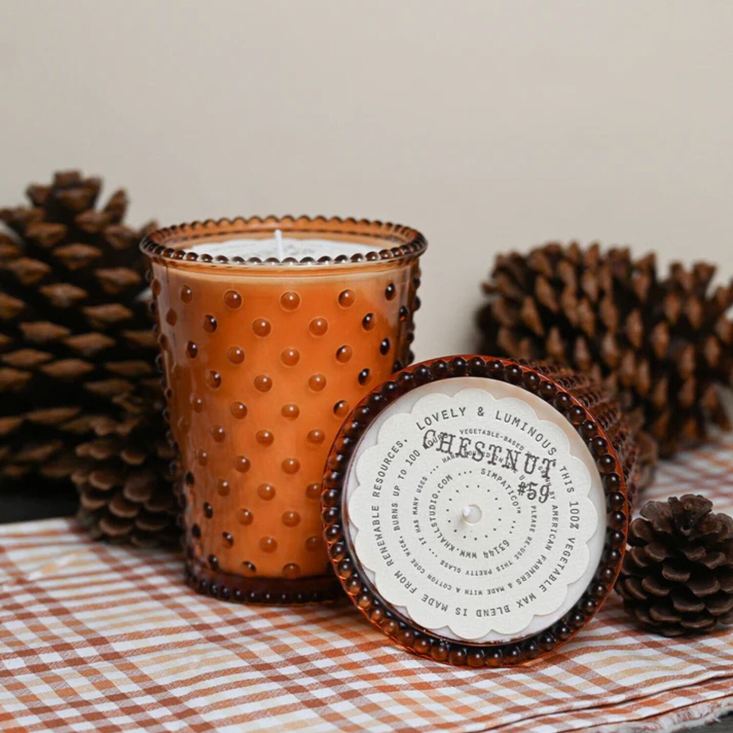 Simpatico Hobnail Glass Candle #59 Chestnut