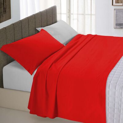 Completo letto totalmente realizzato in  cotone a  tinta unita bicolore Rosso/Grigiochiaro - Singolo