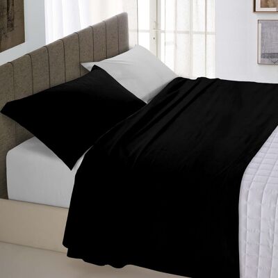 Completo letto totalmente realizzato in  cotone a  tinta unita bicolore Nero/Grigiochiaro - 2 Piazze