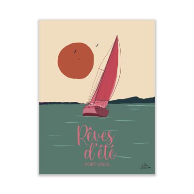 Port-cros mediterranean sailboat poster