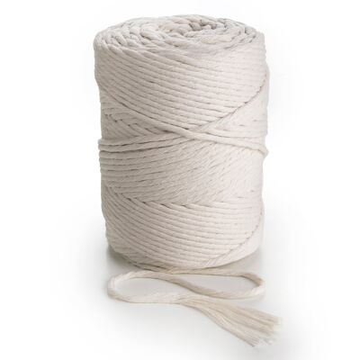 Cordón de algodón macramé 4 mm/180 m (1 kg) o 5 mm/120 m (1 kg) Cuerda natural Cordón de algodón de 1 capa trenzado simple