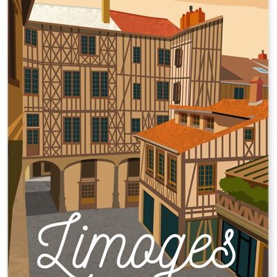 Illustratives Plakat der Stadt Limoges: Der Hof des Tempels