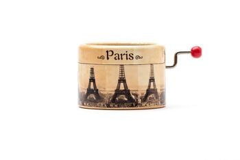 Petite boîte à musique Tour Eiffel avec mécanisme à manivelle 1