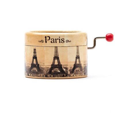 Petite boîte à musique Tour Eiffel avec mécanisme à manivelle