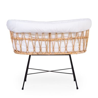 CHILDHOME, RATTAN CRADLE METAL FOOT + MATTRESS + COVER