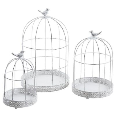 Cages en métal blanc vieilli-ACA119S