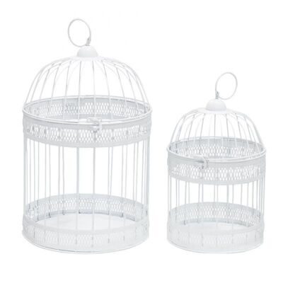 White lacquered metal cages-ACA126S