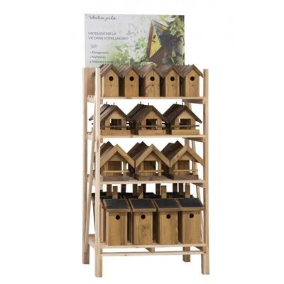 Pine Birdhouse and Feeder Display-AMA185S