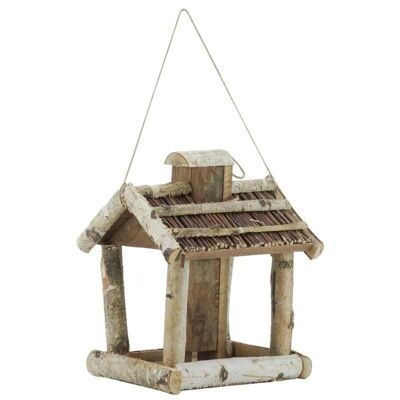 Pine, birch and wicker bird feeder-AMA1900