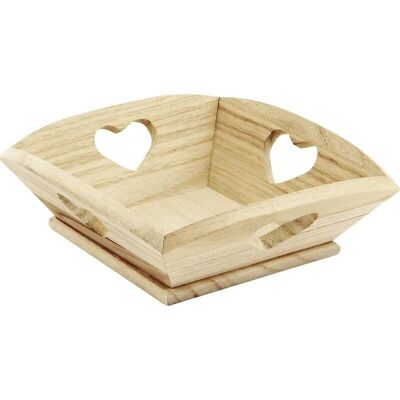 Cesta de madera con corte de corazón-CCF1580