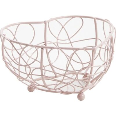 Pink lacquered metal heart basket-CCF1820