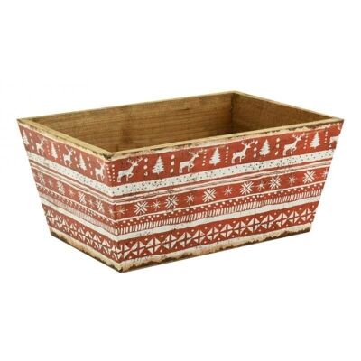 Rectangular basket in natural wood and varnished paper Christmas-CCO1540
